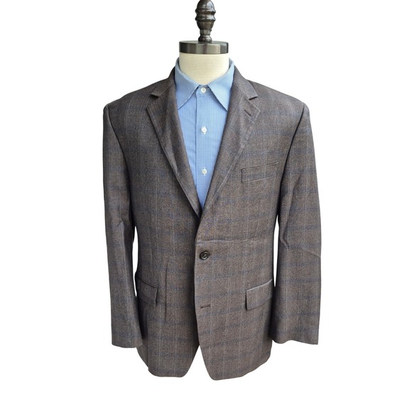 Michael Kors Other - Michael Kors Mens 42R Brown Gray Plaid 100% Wool 2-Button Blazer Sport Coat 42 R